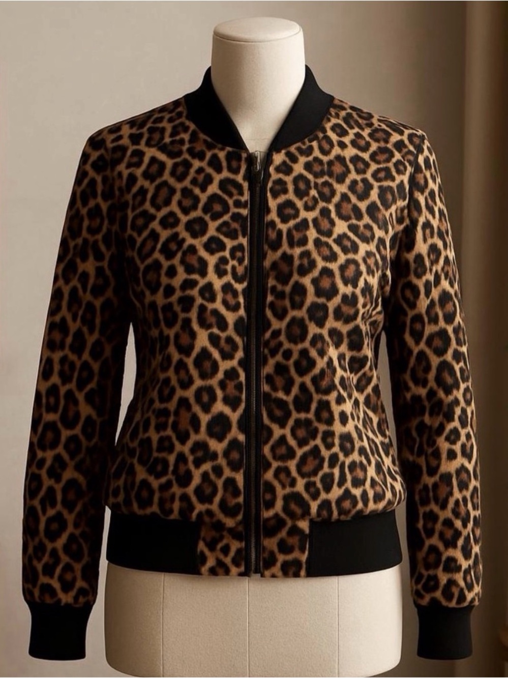 Stella and Dot Leopard Print Bomber Jacket - reversible